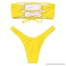 CAIYING Women's Sexy Strapless Ribbed High Cut Bandeau Bikini Set Bathing Suit Yellow B07CMT6B3S
